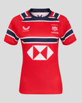 Red HKCR away 15s replica jersey front with crest and a large white diamond logo