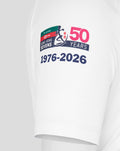 White Hong Kong Sevens jersey sleeve with a multicolor 50 Years badge
