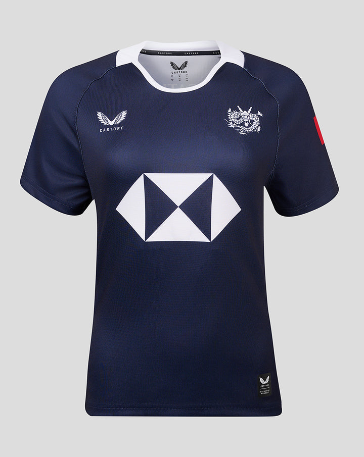 Navy HKCR women's 2026/27 home replica jersey with Castore logo, white diamond sponsor on chest, and club crest