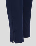 Hemmed cuff of navy women's HKCR training pants