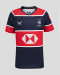 Front view of junior HK7s Development Replica jersey in navy and red with HSBC sponsor logo