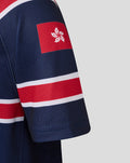 Sleeve close-up of junior HKCR Home jersey showing a red Hong Kong flag patch and white stripe accents