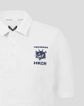 Front view of white polo featuring navy HKCR crest and Chinese characters on the left chest.
