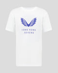 Junior white Big Wings T shirt featuring a blue oversized wing graphic on the chest