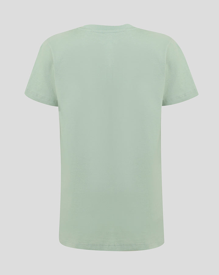 Back view of Aloe colored Junior Big Wings T shirt with plain fabric.