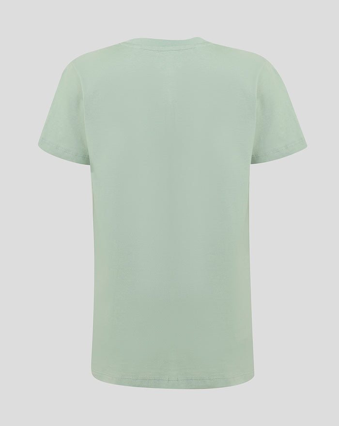 Back view of Aloe colored Junior Big Wings T shirt with plain fabric.