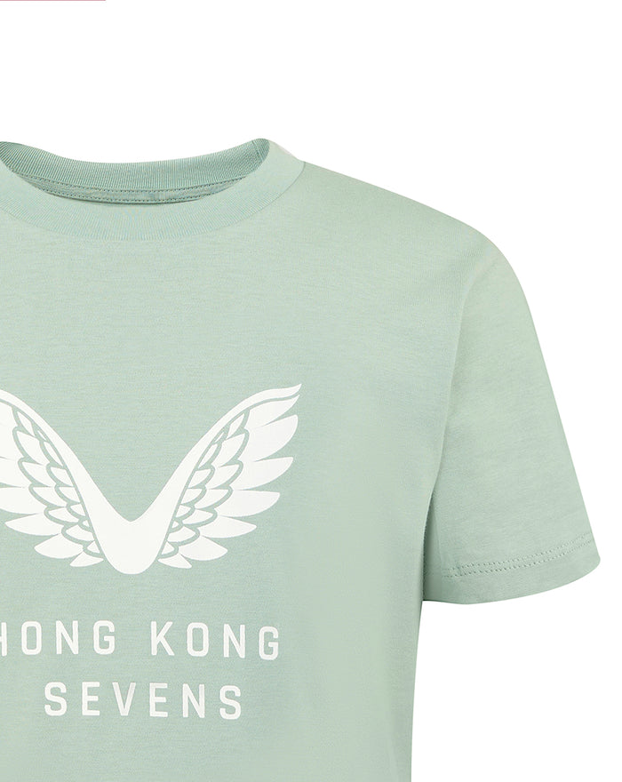 Front view of Aloe Junior Big Wings T shirt with large white wing emblem.