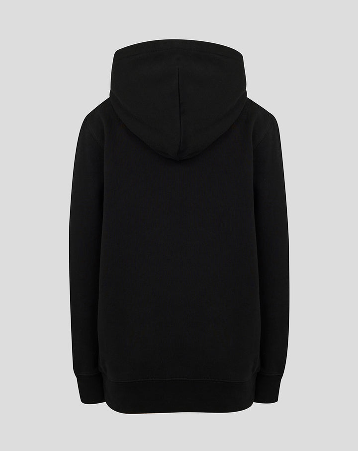 Back view of a black Junior Big Wings Hoodie with a simple athletic silhouette