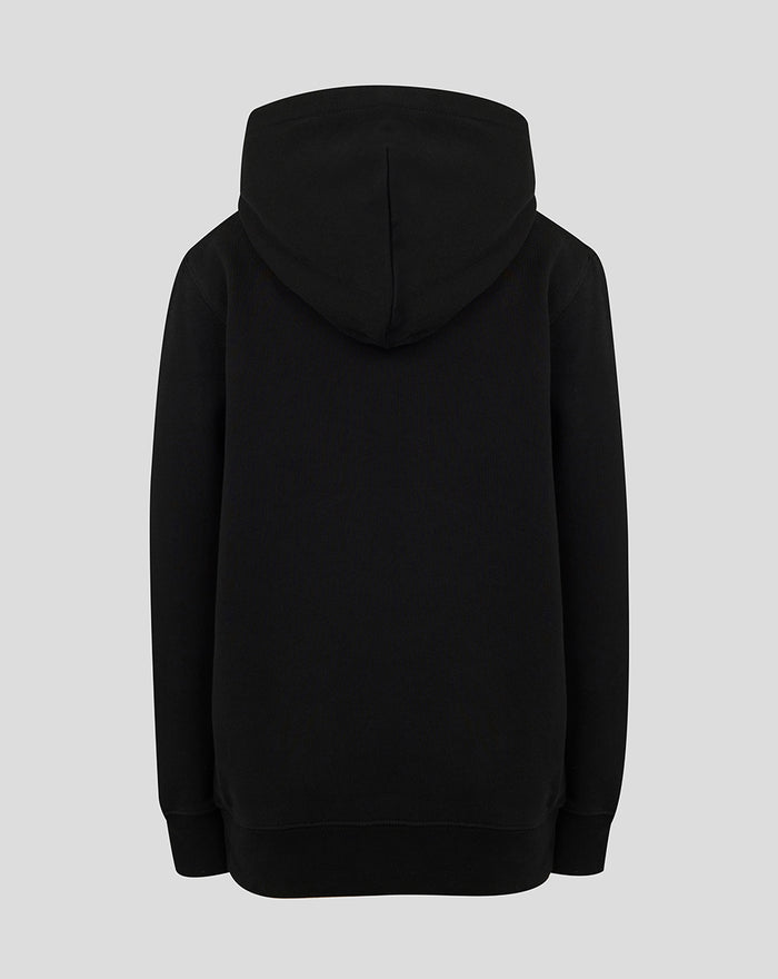Back view of a black Junior Big Wings Hoodie with a simple athletic silhouette
