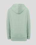 Back view of light green junior Big Wings Hoodie with hood and ribbed hem.