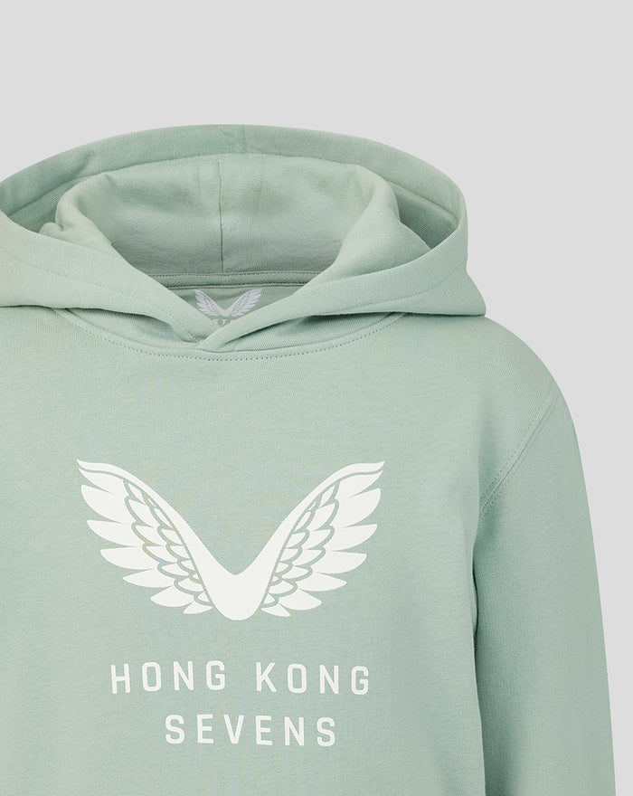 Light green junior Big Wings Hoodie with white wing logo and Hong Kong Sevens branding on the chest.
