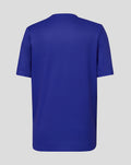 Back view of blue junior HK7s training tee showing plain back and short sleeves.