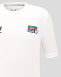 Left chest Hong Kong Sevens branding patch on a white junior rugby tee.