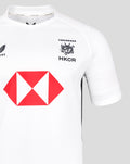 White men's 7s away replica rugby jersey front with HKCR crest and bold red sponsor diamond on chest