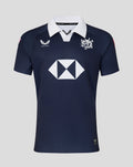 Navy Hong Kong China Rugby 50 Years home replica jersey with white polo collar, white dragon crest and large white sponsor logo on chest
