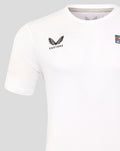 Left chest Castore logo with Hong Kong Sevens patch on the right chest of the white rugby tee.
