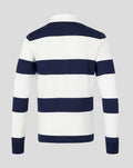Back view of a navy and white hooped long sleeve rugby jersey from the Hong Kong Rugby collection