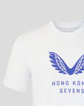 White unisex HKCR Big Wings T shirt featuring a blue wing crest and bold blue text on the chest