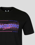 Front of black UNISEX HK7s Sound Wave T Shirt with bold neon graphic across the chest.